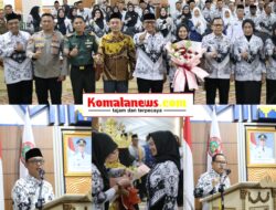 Bupati Lampung Tengah dr.H. Ardito Wijaya, M.K.M didampingi Ketua PGRI Prov Lampung Drs. Sulpakar, M.M.,Bersama Forkopimda Menghadiri Pengukuhan Ibunda Guru Kabupaten lampung Tengah.