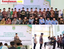 Bupati Ardito Wijaya Resmi Melantik Pengurus Takmir Islamic Center, di Gedung Islamic Center Lampung Tengah, Gunung Sugih. Kamis (12/6/2025).