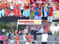 Persatuan Wanita Olahraga Seluruh Indonesia (PERWOSI) Lampung Tengah Menggelar Kegiatan Zumba Party Berlangsung Di Taman Tugu Canang Gunung Sugih.