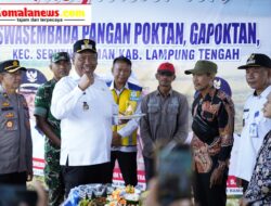 Pelaksana Tugas (Plt) Bupati Kabupaten Lampung Tengah, I Komang Koheri, Hadiri Kegiatan Tasyakuran Swasembada Pangan dan Panen Raya di Kampung Rama Murti, Kecamatan Seputih Raman.