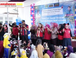 Pelaksana Tugas (Plt) Bupati I Komang Koheri Didampingi Plt Bunda Literasi Lampung Tengah Ni Ketut Dewi Nadi Komang Koheri Secara Resmi Membuka Kegiatan Kampung Dongeng, Berlangsung di Kecamatan Bandar Mataram.