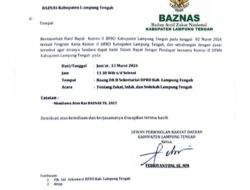 Baznas Lamteng Mangkir Panggilan RDP (Rapat Dengar Pendapat), Ketua Komisi II Nilai Ada Indikasi “Masuk Angin”.