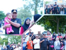 Plt Bupati I Komang Koheri, Didampingi Plt. Ketua Tim Penggerak PKK Lamteng Ni Ketut Dewi Nadi Koheri, Laksanakan Giat CFD Berpusat di Tugu Canang Gunung Sugih.