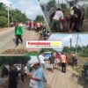 Warga Gunung Sugih Gotong Royong Timbun Jalanan Berlubang, Cegah Korban Laka Lantas Bertambah.